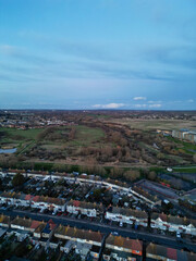 Aerial View of Dagenham City East London. The Capital London City of England Great Britain. High Angle Footage was Captured with Drone's Camera on March 2nd, 2024