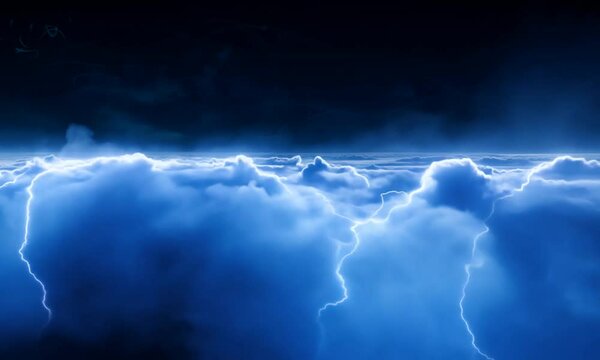 Realistic mysterious thunder light with blue smoke