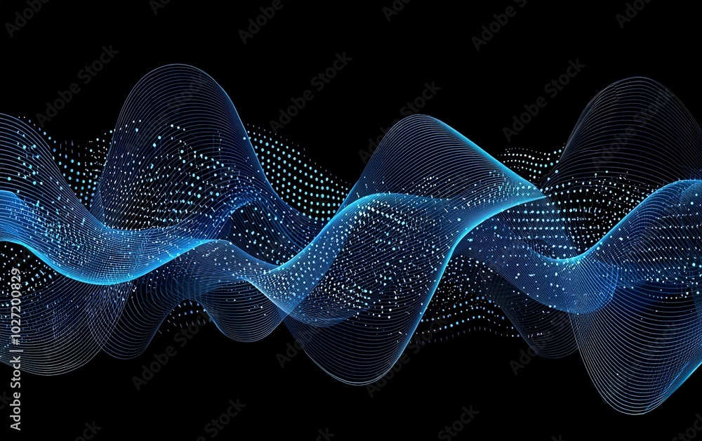 Aufkleber abstract wave patterns in blue tones create a modern digital background for technology or music them