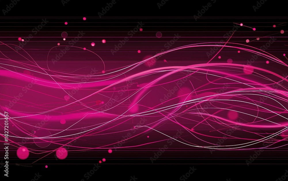 Aufkleber Vibrant pink abstract design with flowing lines and dots creating a dynamic digital backdrop