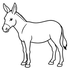 Obraz premium simple icon Children coloring book page, line art, monochrome black and white, cartoon outline cute style, illustration of a donkey