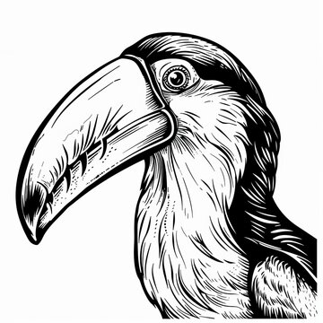 recommend clip art: Elegant Line Art of a Toucan on White Background