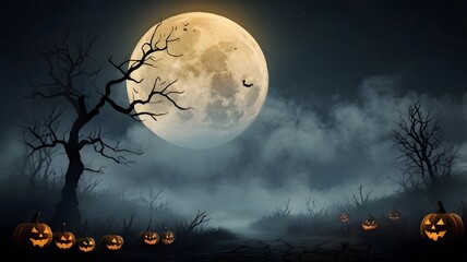 Fototapeta premium Misty Evening Under the Full Moon