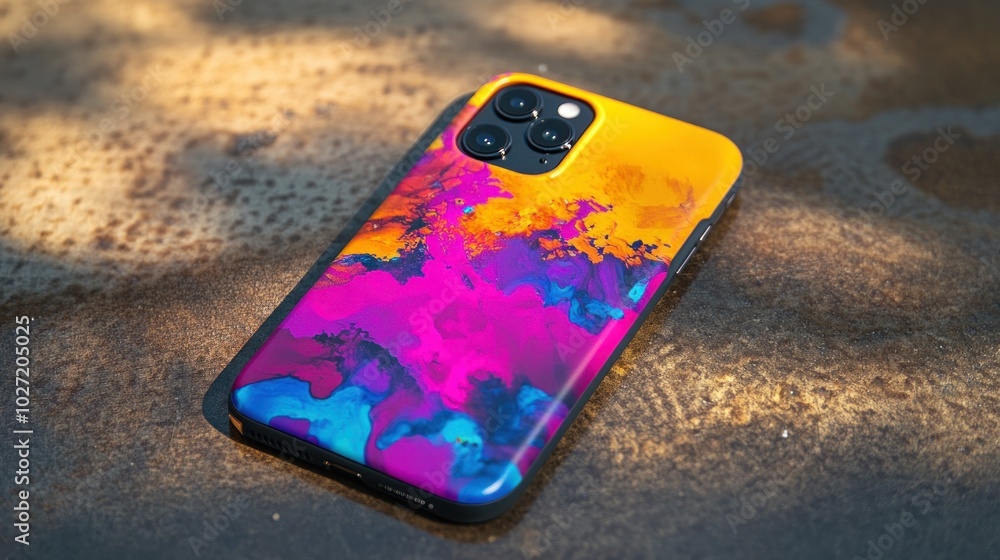 Poster a smartphone with a colorful abstract design case