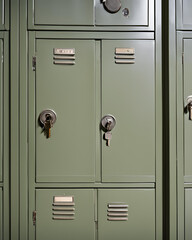 Fototapeta premium Locker, secure metal storage locker, office locker for personal items, school locker with lock, gym locker for sports equipment, storage locker with shelves, industrial locker for employee belongings,