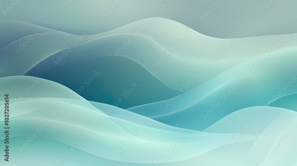 Poster a calming gradient background with smooth transitions in light blues and greens, designed for a sere