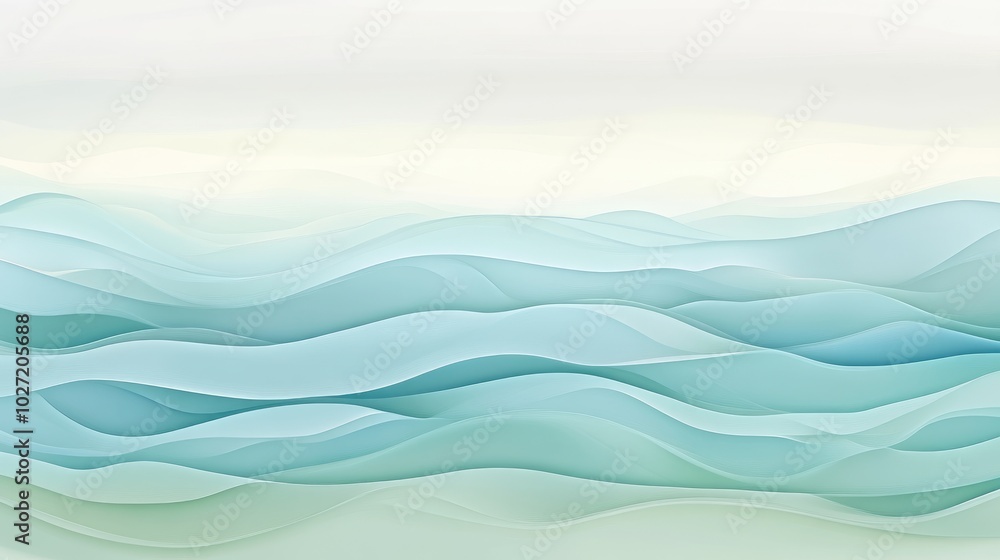 Poster a calming gradient background with smooth transitions in light blues and greens, designed for a sere