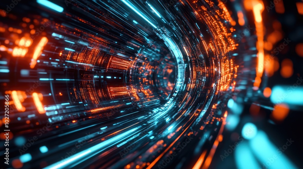 Poster a futuristic background with digital lines and glowing blue elements, perfect for a tech-inspired lo
