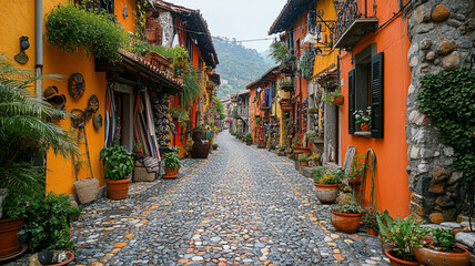 Fototapeta premium typical italian street colorful houses