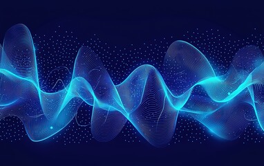 Fototapeta premium Blue abstract wave patterns illustrating sound frequencies in a digital space with dark background