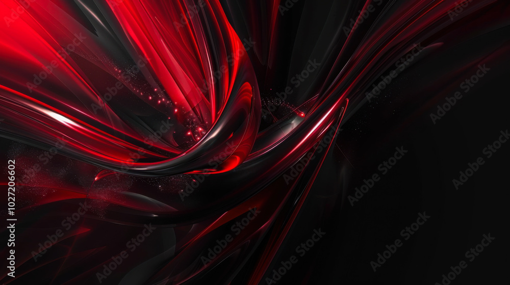 Aufkleber abstract red waves flowing across a dark background with subtle highlights and movement effects