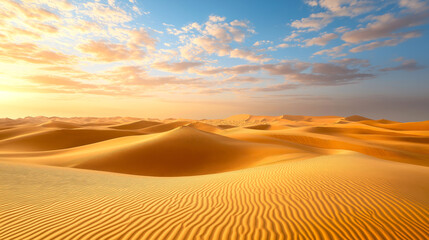 landscape view of the sand dunes in Morocco with blue sky. Amazing nature