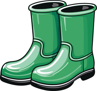 recommend clip art: Colorful Rubber Boots Design Illustration - Waterproof Footwear Design