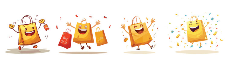 Happy Shopping Bags Celebrating Big Sale Deals