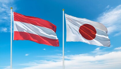 Naklejka premium 日本の国旗とオーストリアの国旗(Japan flag & Austria flag.) 