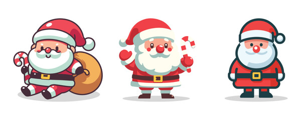 Cartoon Christmas Santa Claus Character set vector design Collection