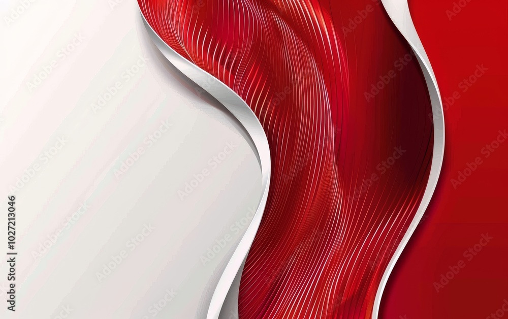Aufkleber abstract red and white background vector presentation design, with a wavy shape and silver lines in 