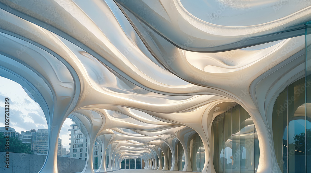 Poster wavy architectural canopy up and down waves.
