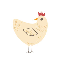 Chicken isolated on white background. Poultry hen character. Vector hand drawn illustration