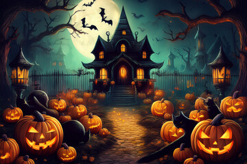 halloween background with pumpkin