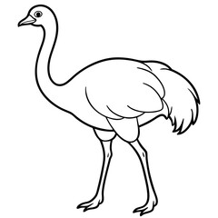 Obraz premium simple icon Children coloring book page, line art, monochrome black and white, cartoon outline cute style, illustration of a ostrich
