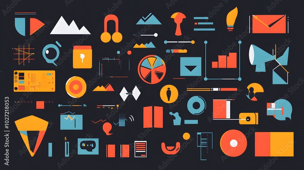 Poster iconography: a sleek design using simplified icons to represent complex concepts or data in an easil