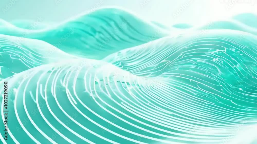 Poster a flowing abstract blue background with wave patterns resembling the sea, featuring rippling texture