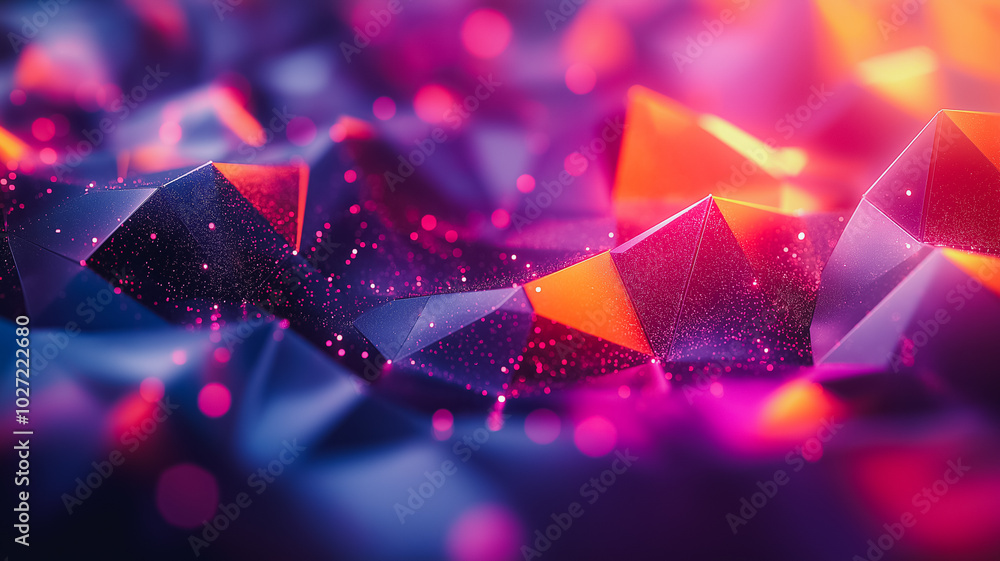 Poster a colorful abstract image with a blue background and red and orange shapes. the image has a dreamy, 