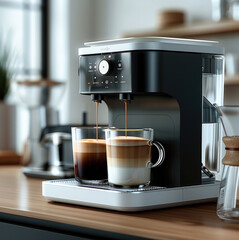 Fully automatic coffee machine with a nice background.