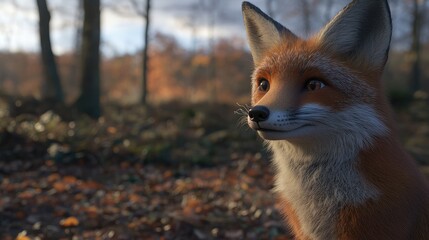 Obraz premium Captivating Portrait of a Fox in Autumn Forest