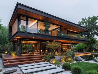 Modern Minimalist Home with Lush Garden and Pool