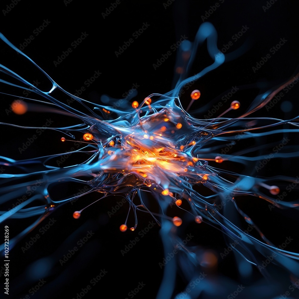 Poster abstract networks of light representing the flow of information in business