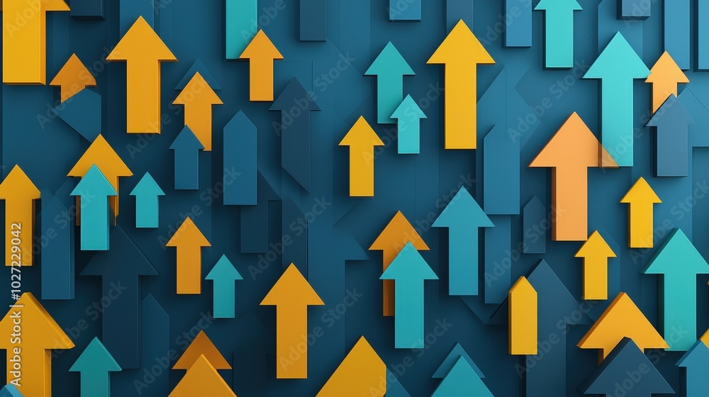 Poster abstract patterns of financial arrows pointing upward and flowing seamlessly together