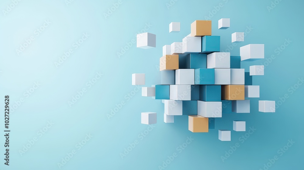 Poster abstract shapes merging together to symbolize business integration