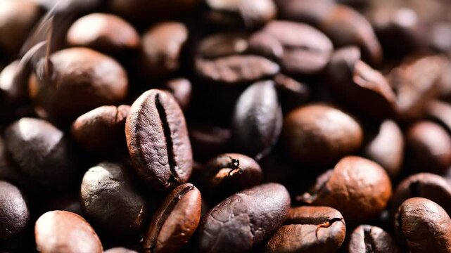Close up of roasted coffee beans