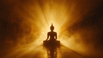 Serene Buddha Silhouette with Radiant Backlight
