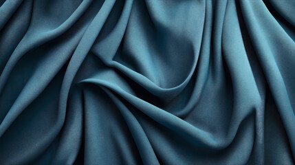 Obraz premium Wrinkled blue fabric texture with flowing creases and soft shadows creating a wave-like pattern across the surface enhancing depth and visual interest.