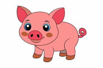 cartoon pig cartoon.white background