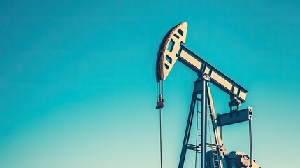 Vintage Oil Pump in Clear Blue Sky