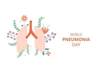 World Pneumonia Day lungs awareness vector flat illustration