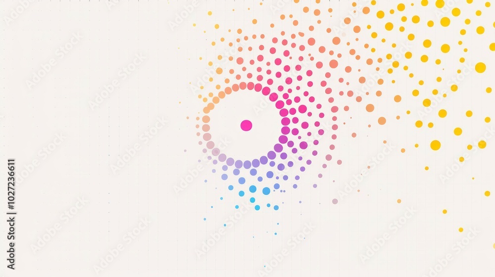 Poster colorful dot pattern. abstract background with colorful dots forming a swirl pattern, suggesting gro