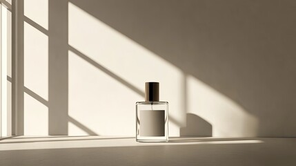 Elegant Perfume Bottle with Soft Shadows and Light