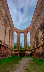 Naklejka premium high walls of the destroyed Windrose Temple, Dolne Kounice, Czech Republic
