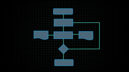 Block diagram, analysis scheme, logic, algorithm, flow chart self drawing animation
