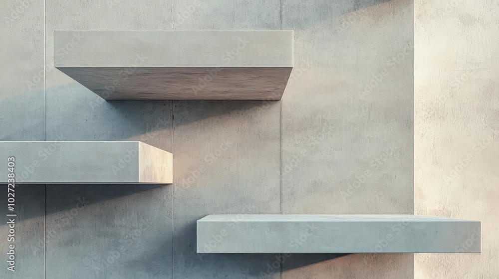 Poster elevated geometric platform with clean lines in a monochrome setting, symbolizing the essence of min