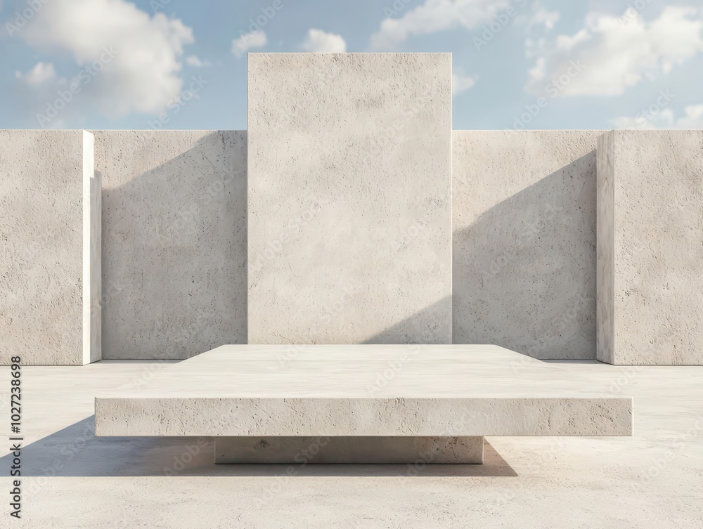 Poster geometric platform with symmetrical architect background, focusing on clean architectural lines