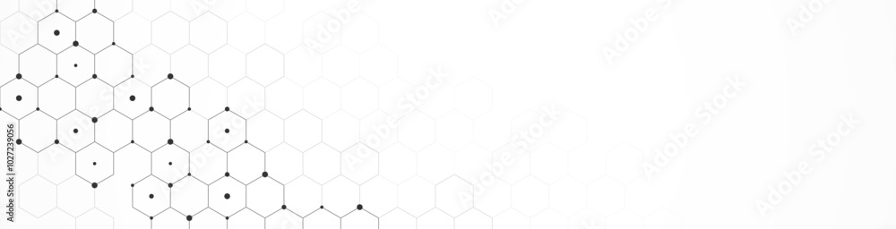 Poster Vector illustration of hexagons pattern. Geometric abstract background with simple hexagonal elements. Creative idea for medical, technology or science design