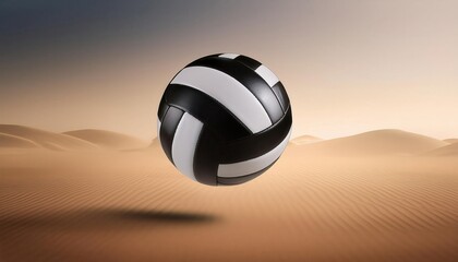 Dynamic Volleyball in Mid Air with Minimalist Tan Background. Perfect for Sports Promotions, Fitness Concepts, or Athletic Branding Designs