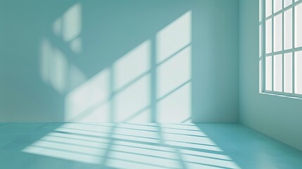 Obraz premium Abstract empty room with shadow on blue wall and sunlight from window