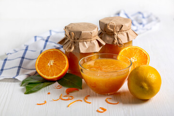 Homemade orange and lemon jam.